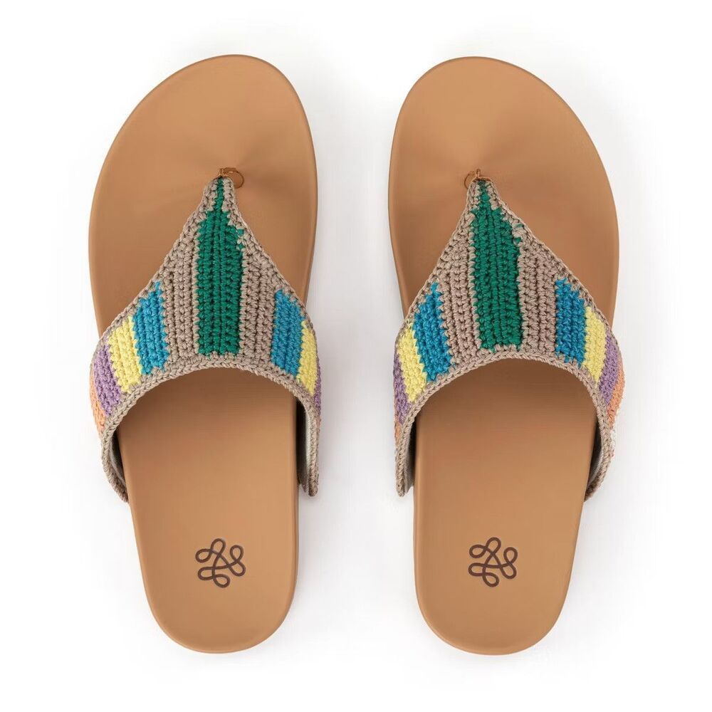 New The Sak Everly Sandal - Hand Crochet - Summertide Strip Size 10